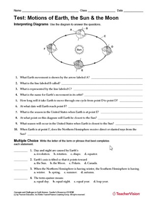 Motion of the Earth Sun Moon