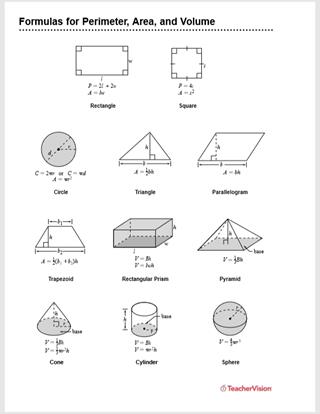 Formulas for Perimeter, Area, and Volume