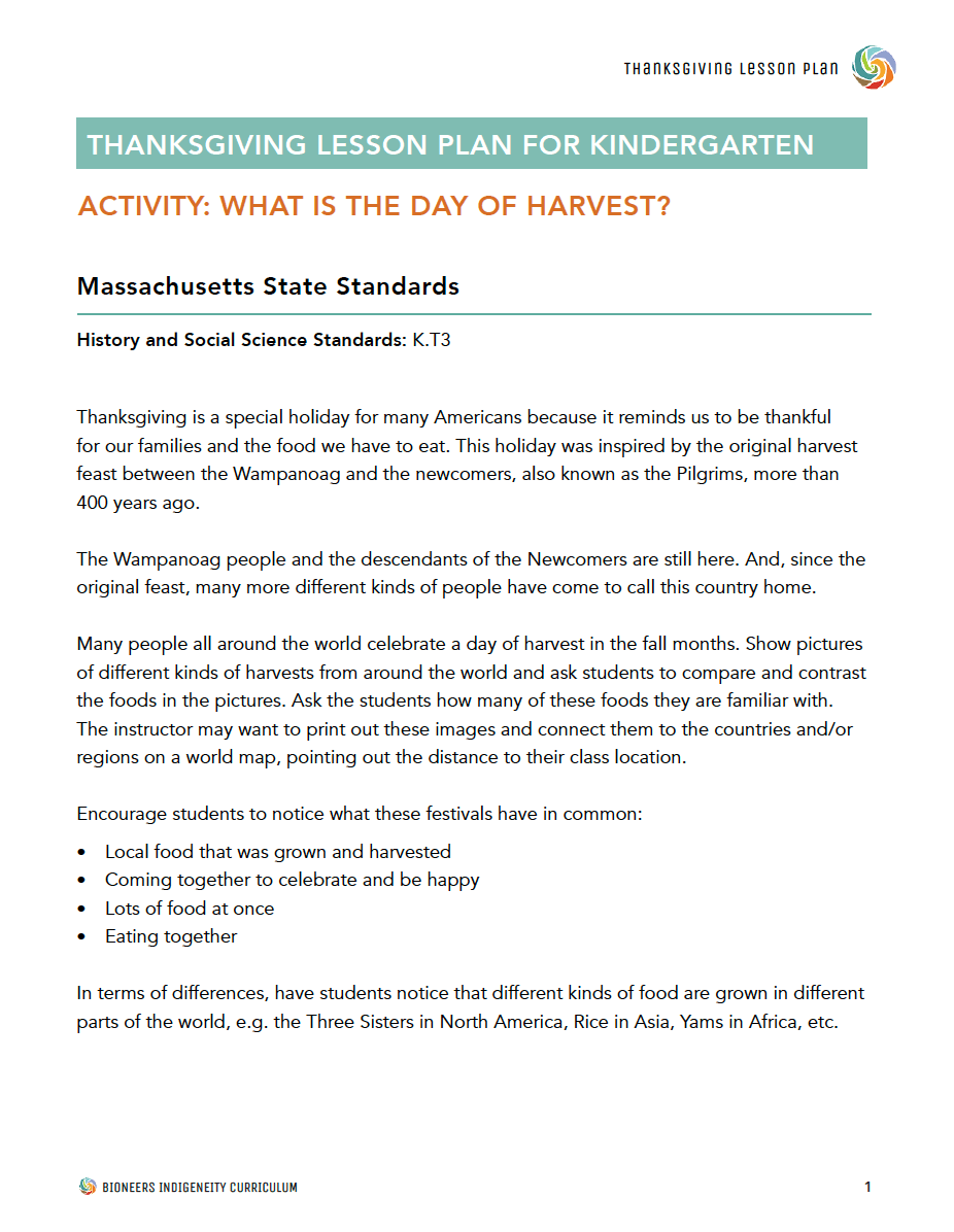 Harvest Lesson Plan - Thanksgiving and Harvest