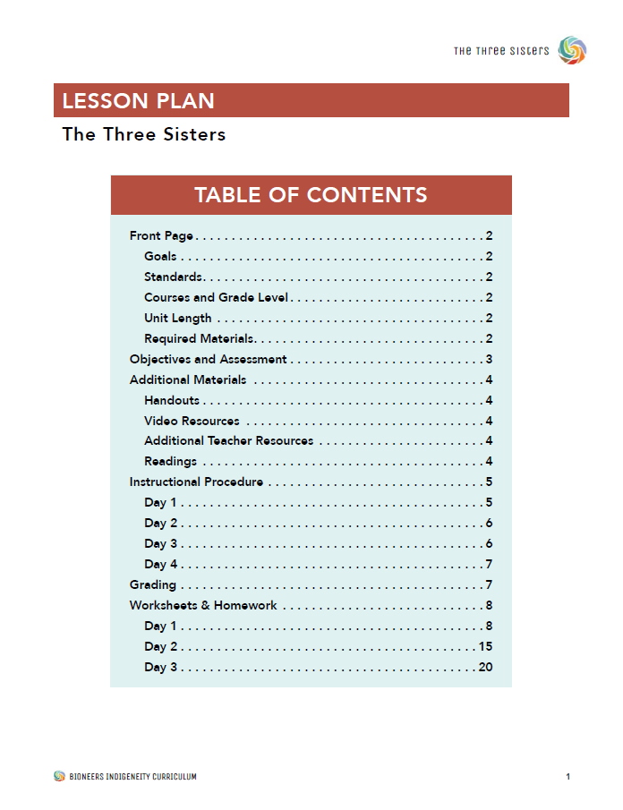 Native American Heritage Project - The Three Sisters