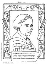 Sarah Breedlove Walker -- Coloring Page