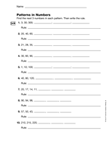Patterns in Numbers (Gr. 3)
