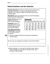 Ordinal Numbers and The Calendar (Gr. 3)