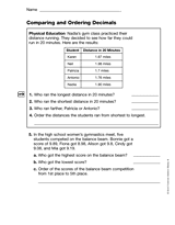 Comparing and Ordering Decimals (Gr. 4)