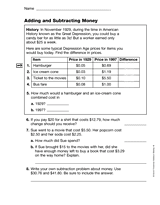 Adding and Subtracting Money (Gr. 4)