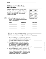 Millimeters, Centimeters, and Decimals (Gr. 5)