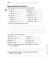 Exploring Division Patterns (Gr. 5)