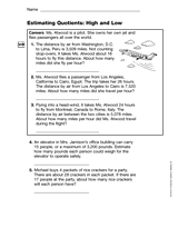 Estimating Quotients: High and Low (Gr. 5)