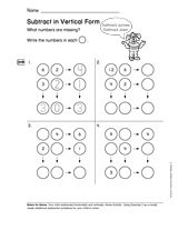 Subtract in Vertical Form (Gr. 1)