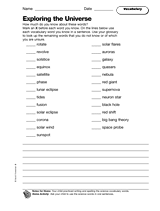 Exploring the Universe: Vocabulary