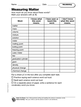 Measuring Matter: Vocabulary
