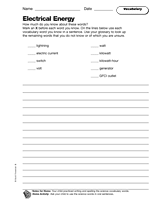Electrical Energy: Vocabulary