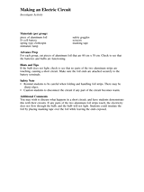 Investigate Activity: Making an Electric Circuit