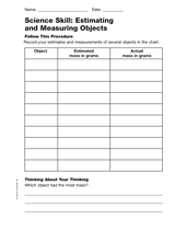 Science Skill: Estimating and Measuring Objects