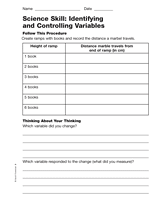 Science Skill: Identifying and Controlling Variables