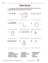 Vocabulary Building: Math Words