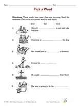 Pick a Word (Grade 2)