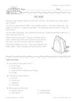 Invention of the Iron: A Reading Warm-Up