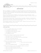 Science Reading Warm-Up: Amphibians (Grades 3 & 4)