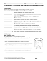 Changing the Rate at Which Substances Dissolve