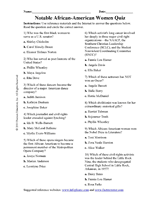 Notable African-American Women Quiz