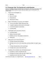 U.S. Constitution Quiz: The Excutive and Judicial Branches