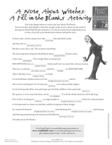 A Note About Witches: Fill-in-the-Blanks