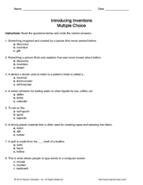 Introducing Inventions Multiple Choice